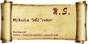 Mikula Sándor névjegykártya