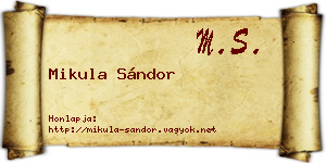 Mikula Sándor névjegykártya